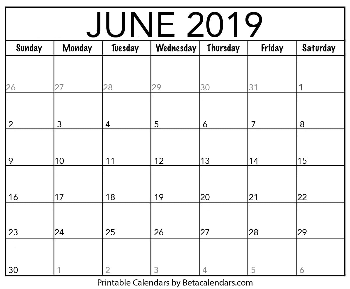 Printable Calendar June 2019 Printable Word Searches