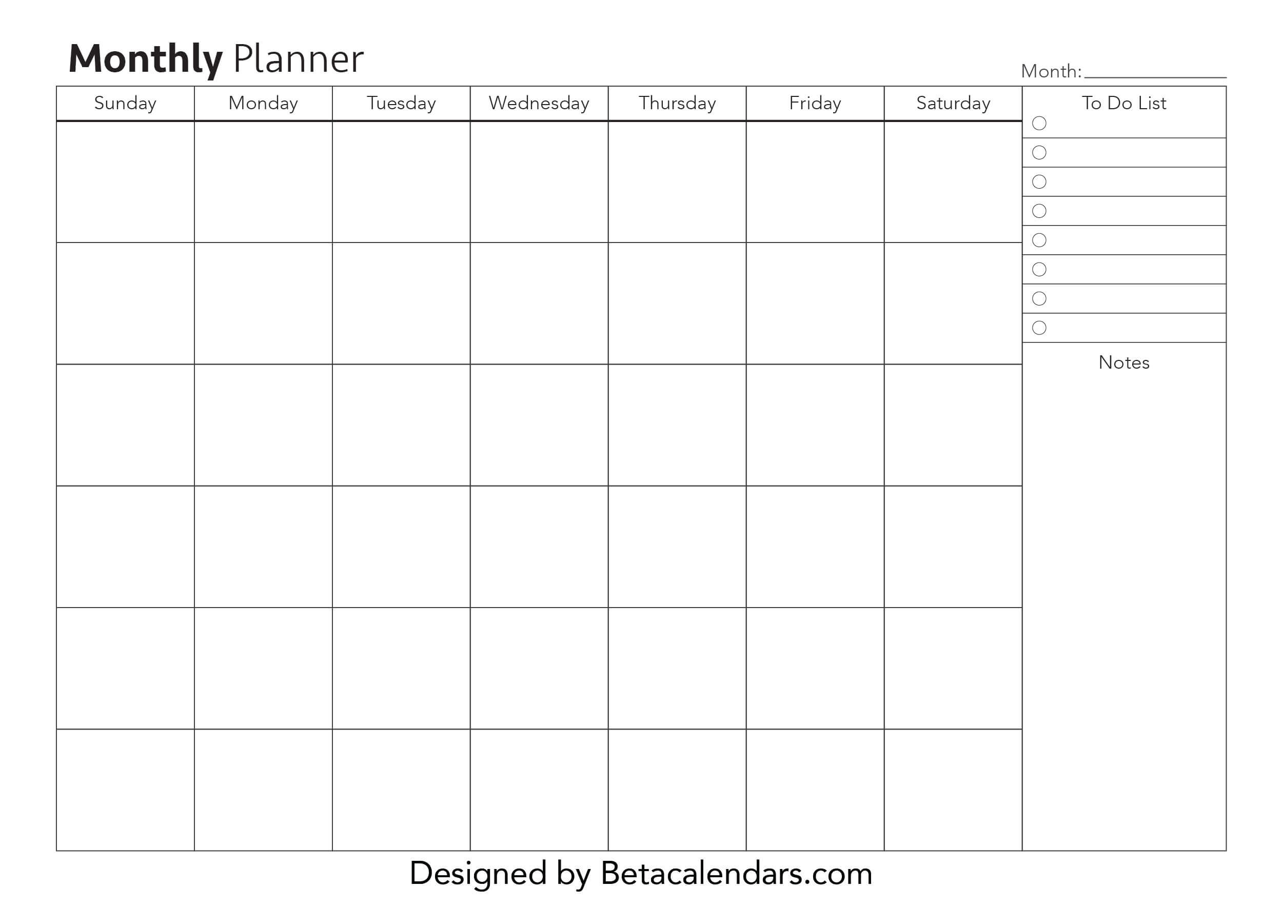 Monthly Planner Printable Pdf - Printable World Holiday