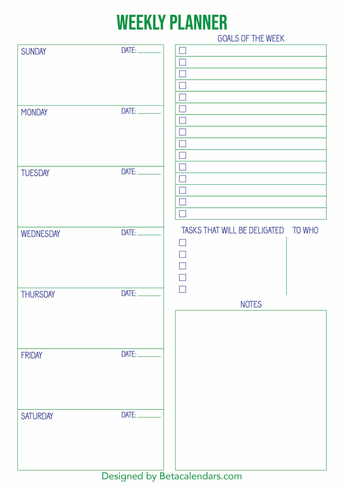 free printable weekly planner templates