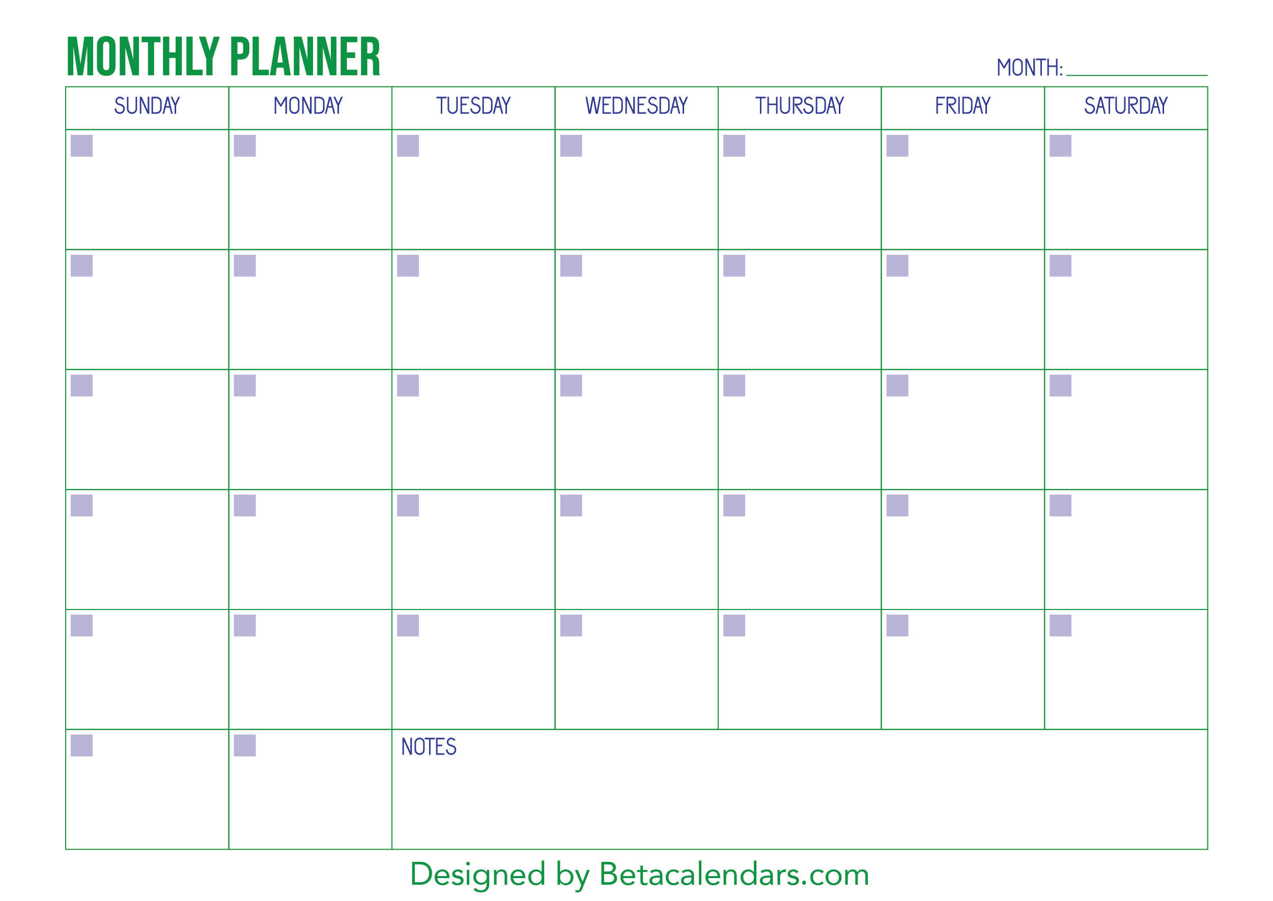 Monthly Planner Template Free Printable