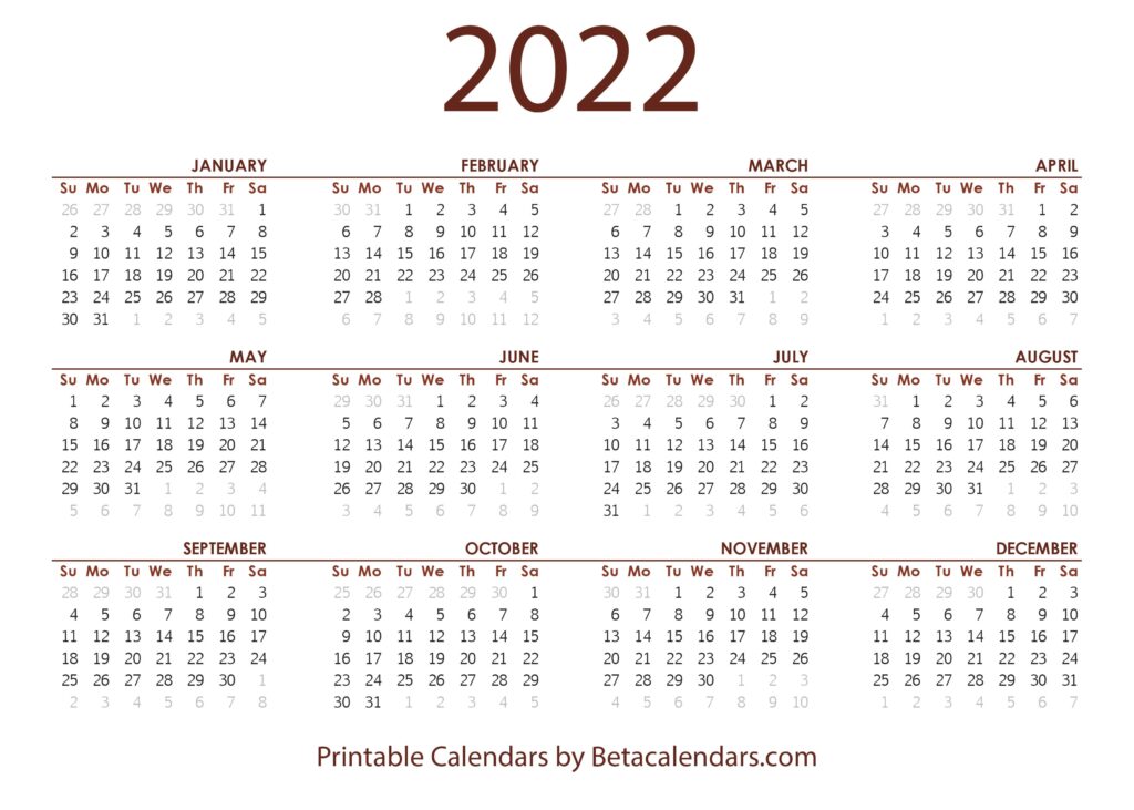 2022 calendar beta calendars