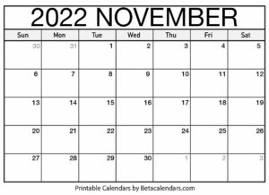 Free Printable November 2022 Calendar