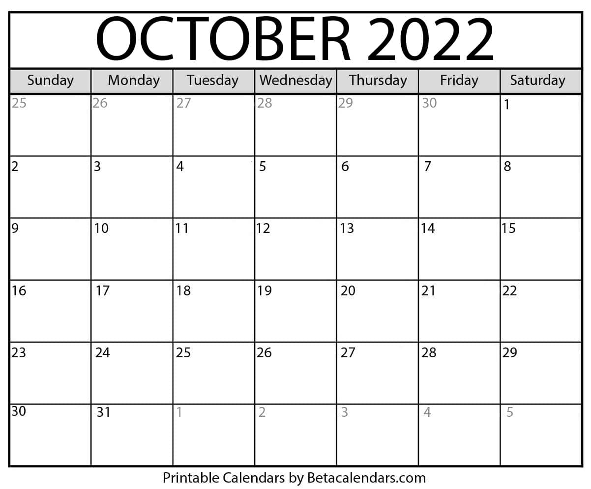 free printable october 2022 calendar