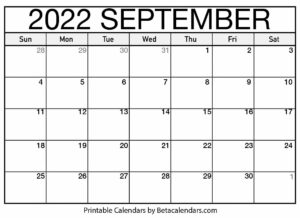 Free Printable September 2022 Calendar