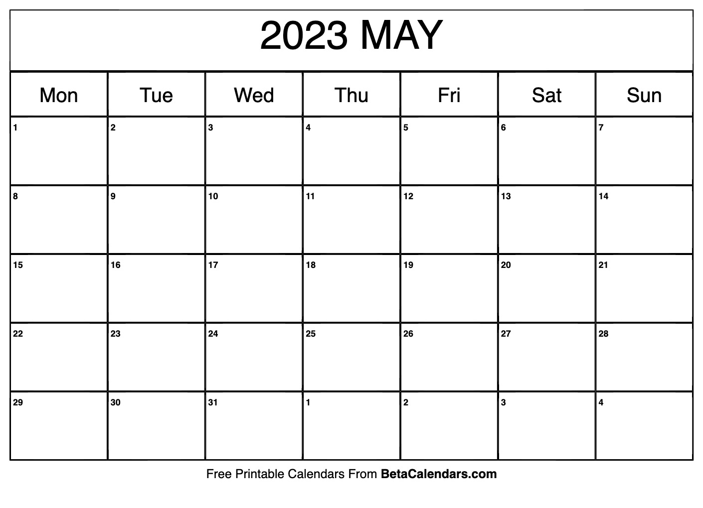 Free Printable Pdf May 2023 Calendar