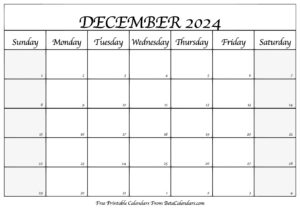 Free Printable December 2024 Calendar