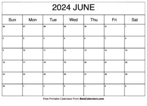 Free Printable June 2024 Calendar