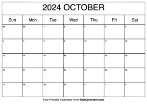 Free Printable October 2024 Calendar