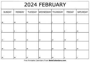 Free Printable February 2024 Calendar