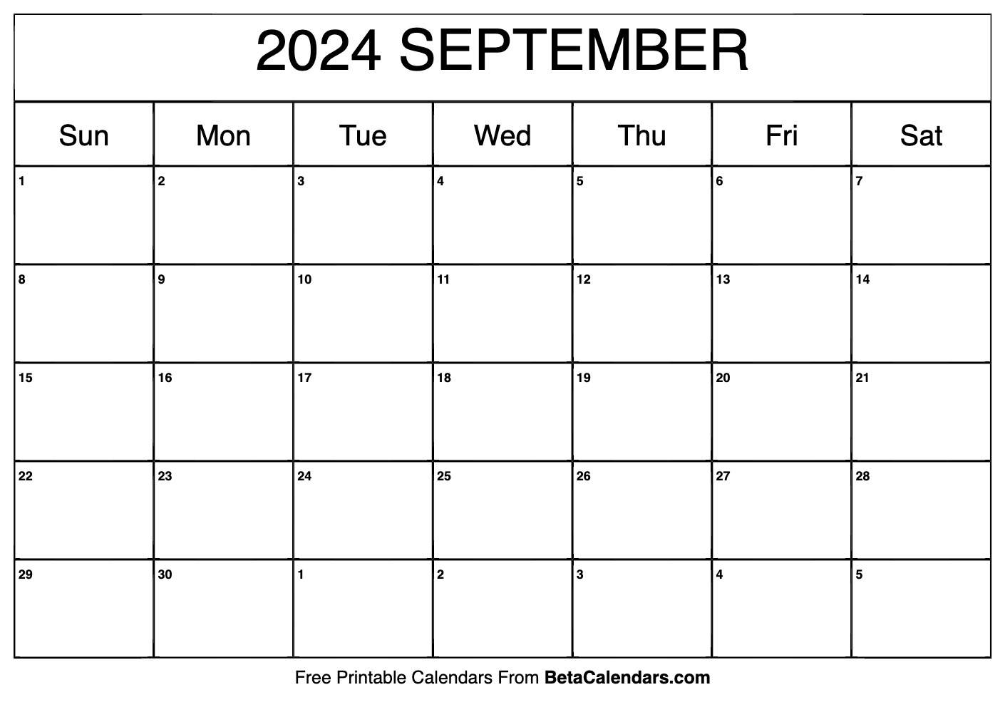 Free Printable September 2024 Calendar