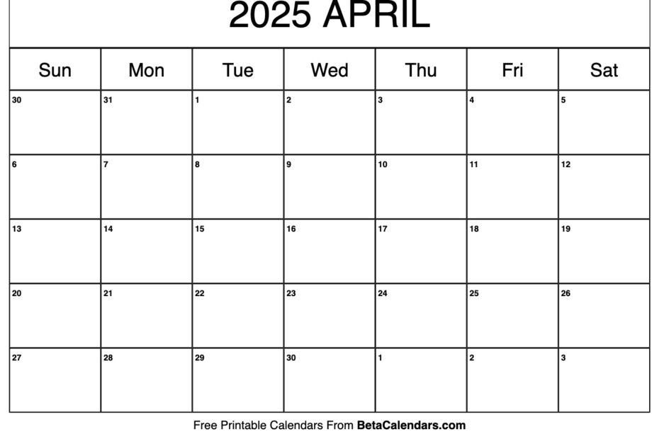 April 2025 Calendar