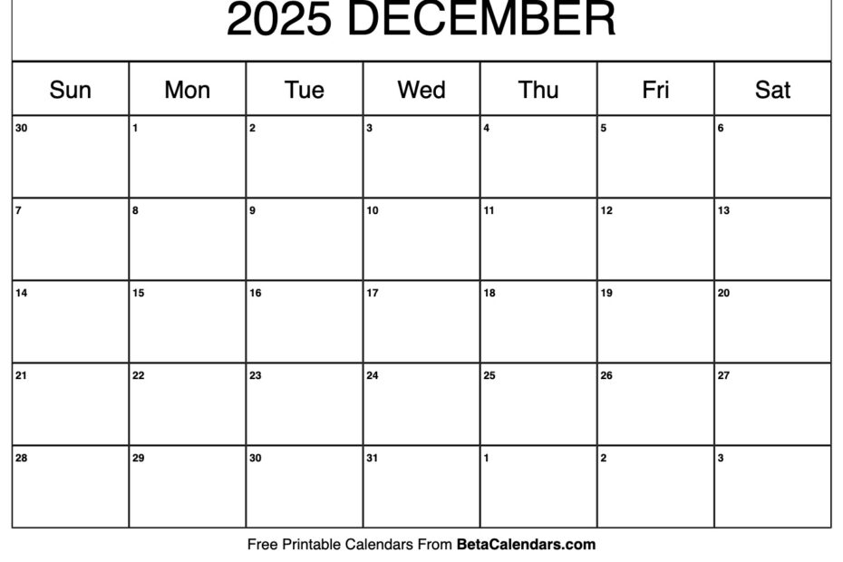 December 2025 Calendar