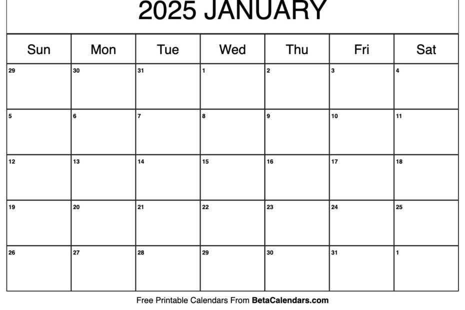 January 2025 Calendar