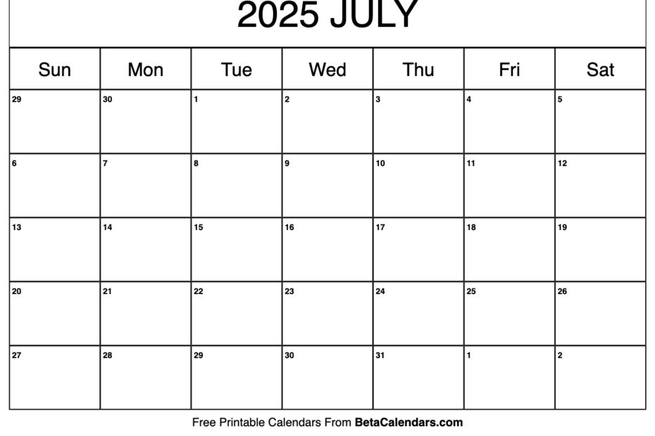 July 2025 Calendar