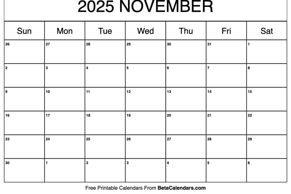 November 2025 Calendar