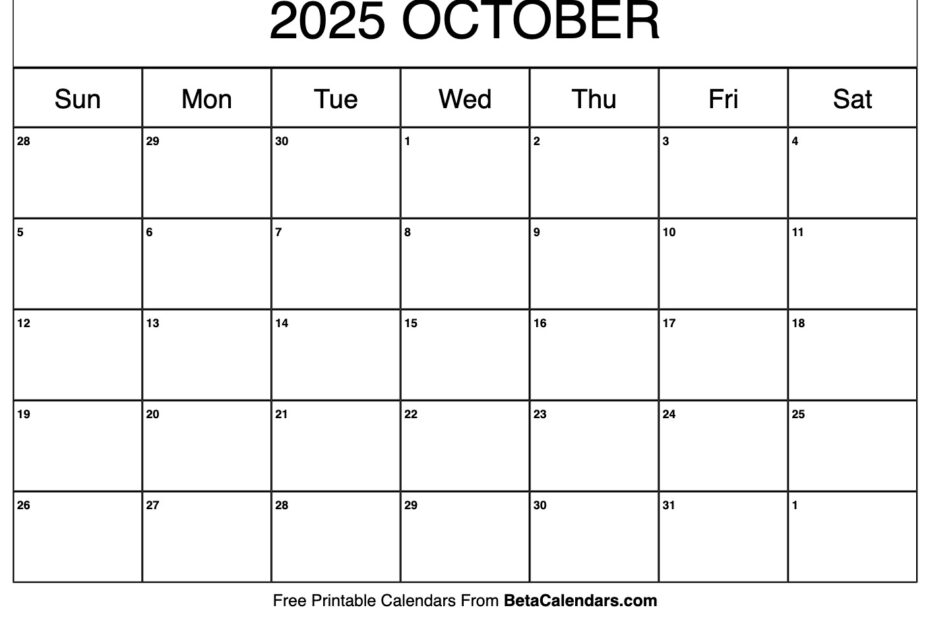 October 2025 Calendar